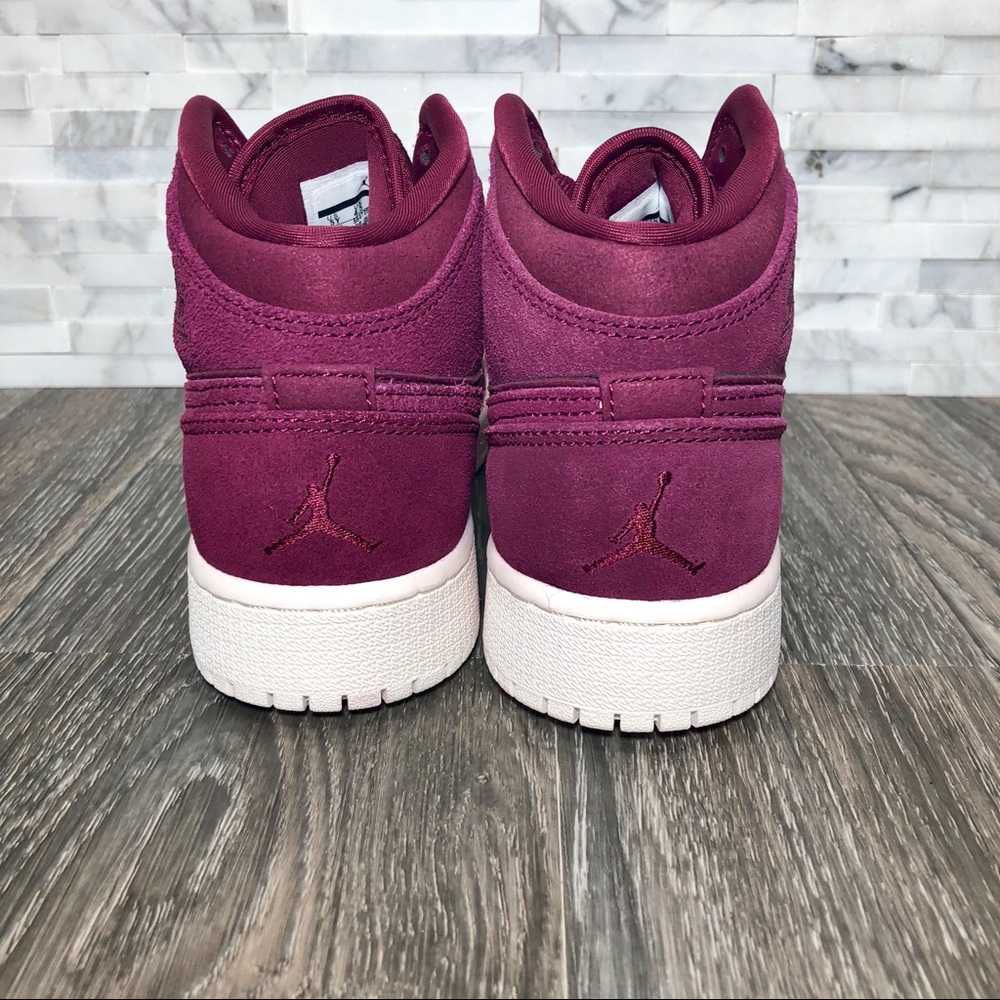 NWOT Kids Air Jordan 1 Mid Bordeaux & Sail - Picture 7 of 8